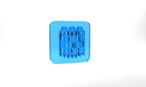 Blue Fishing net pattern icon isolated on grey background. Fishing tackle. Glass Stock Illustration