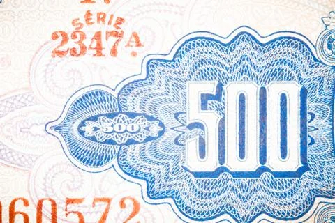 Blue five hundred Bill Foto stock