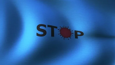 Blue flag danger stop corona virus detail image background Stock Footage 126208968