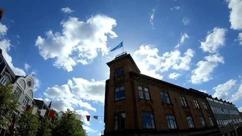 Blue Flag fluttering in the wind Stock Footage 91149728