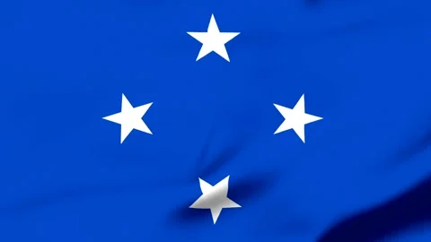 Blue flag with four white stars on transparent background Video stock 343573236