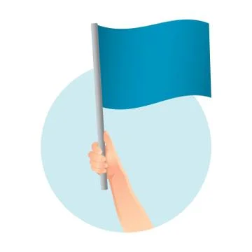 Blue flag in hand icon Stock Illustration