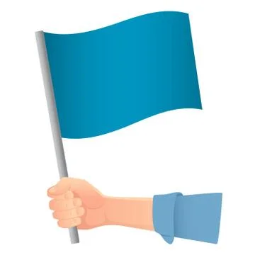 Blue flag in hand Stock Illustration