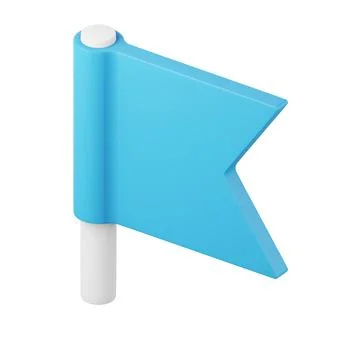 Blue flag high quality 3D render illustration icon. 库存插图