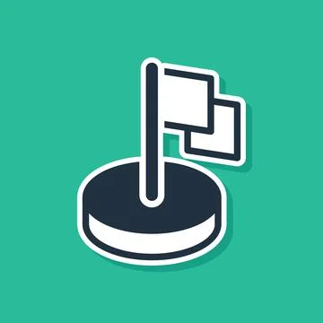 Blue Flag icon isolated on green background. Victory, winning and conquer Stock Illustration