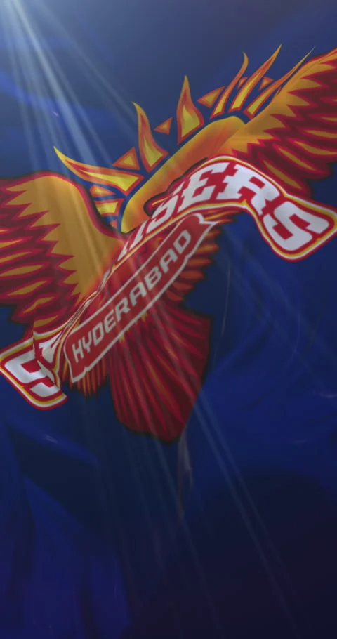 Blue flag of indian cricket team Sunrisers Hyderabad. 4K Vertical. Loop 動画素材 306837194