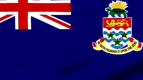 Blue flag with union jack and coat of arms design Vídeo Stock 343573686