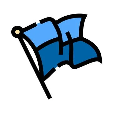 Blue flag waving on pole concept icon Stock Illustration