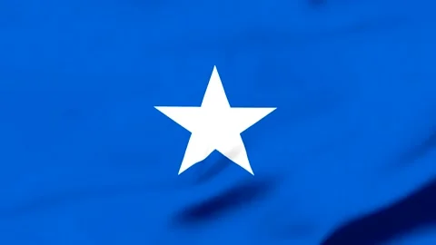 Blue flag with white star symbol waving in wind Stock Footage 343317213