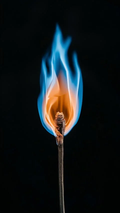 Blue flame on black background Video stock 280437047