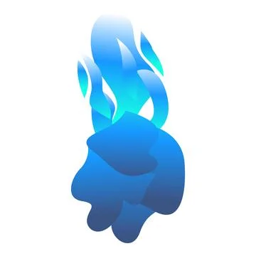 Blue flame burning with gradient colors on white background Stock Illustration