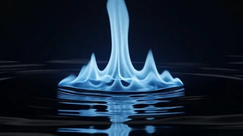 Blue Flame Floating with Mirror Effect Stock Footage 315143036