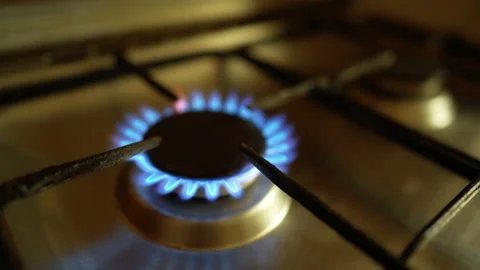 Blue flame of a gas burner Stock Footage 175217711