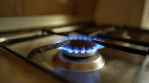 Blue flame of a gas burner Stock Footage 220712963