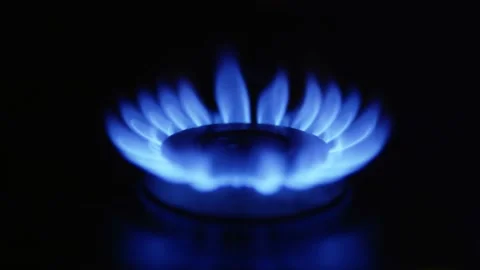 Blue flame from a gas stove Stock Footage 137837736