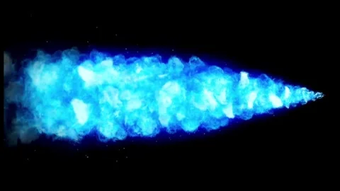 Blue flame jet stream isolated on black background 库存影片 348936712