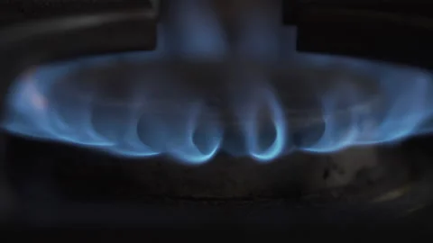 Blue Flame Lighting on Stove Stock Footage 236665942
