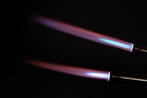 Blue flame. Macro view of a blue flame from a gas torch Stock-Fotos