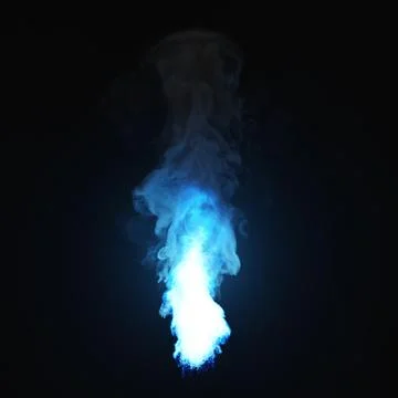 Blue flame with smoke on black background Stock Illustration