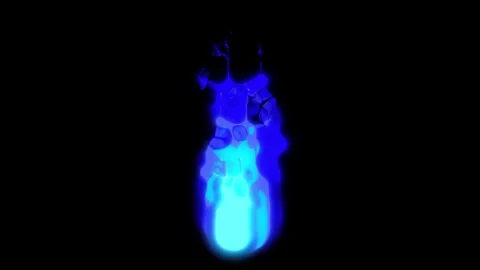 Blue flame spurts and flickers against a dark backdrop, showcasing luminous.. Stock Footage 340538499