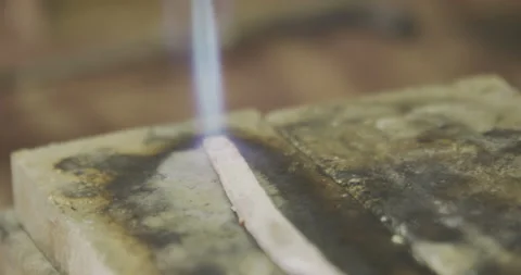 Blue flame on white object Stock Footage 141364034