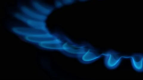 Blue flames of burning gas close-up Stock Footage 146919842