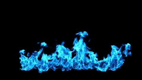 Blue flames fiery burning effect on black backgrounds rendering Vídeos de archivo 328339298
