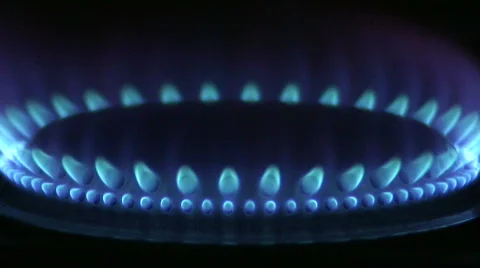 Blue flames of a gas stove Stock Footage