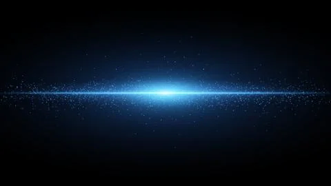 Blue flash on a black background. Flying magical blue dust. The effect of the Stock Illustration