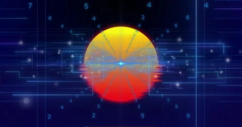 Blue flash initiating data orb forming circuits, morphing arcs, pulsing Stock Footage 310864132