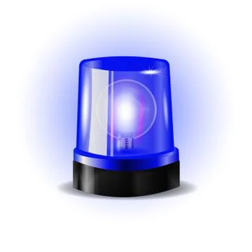 Blue flashers Siren Vector. Realistic Object. Light Effect. Beacon For Police 스톡 일러스트