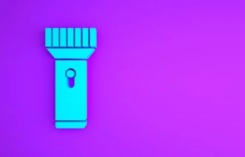 Blue Flashlight for diver icon isolated on purple background. Diving underwat 스톡 일러스트