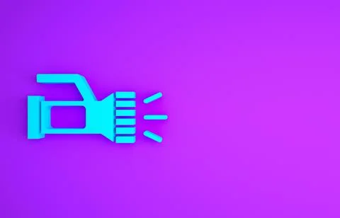 Blue Flashlight for diver icon isolated on purple background. Diving underwat Stock Illustration