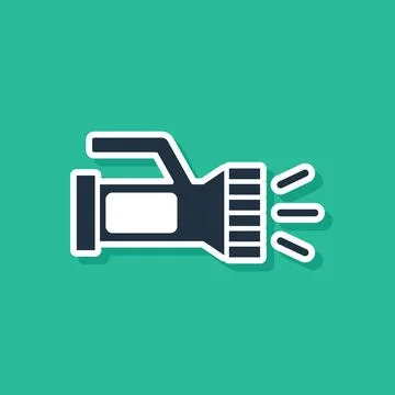 Blue Flashlight for diver icon isolated on green background. Diving underwater イラスト素材