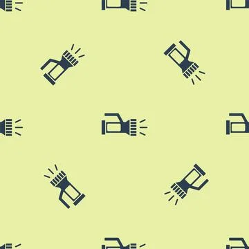 Blue Flashlight for diver icon isolated seamless pattern on yellow background Stock Illustration