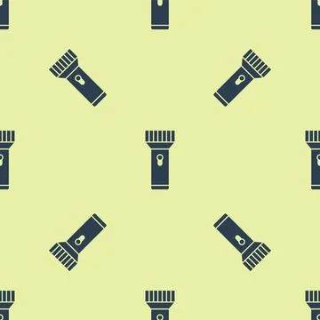 Blue Flashlight for diver icon isolated seamless pattern on yellow background イラスト素材