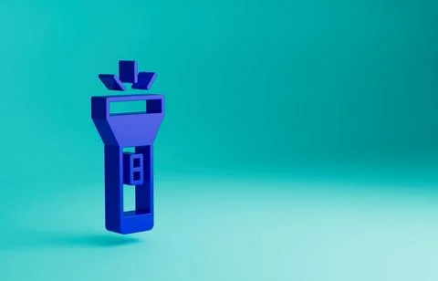 Blue Flashlight icon isolated on blue background. Minimalism concept. 3D render Stock Illustration