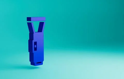Blue Flashlight icon isolated on blue background. Minimalism concept. 3D render Stock Illustration