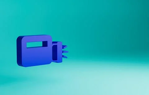 Blue Flashlight icon isolated on blue background. Minimalism concept. 3D render Stock Illustration