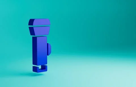 Blue Flashlight icon isolated on blue background. Minimalism concept. 3D render Stock Illustration
