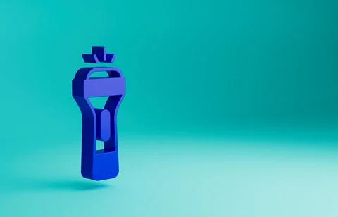Blue Flashlight icon isolated on blue background. Minimalism concept. 3D render Stock Illustration