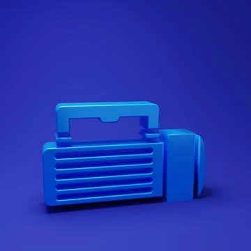 Blue Flashlight icon isolated on blue background. Tourist flashlight handle.. Stock Illustration