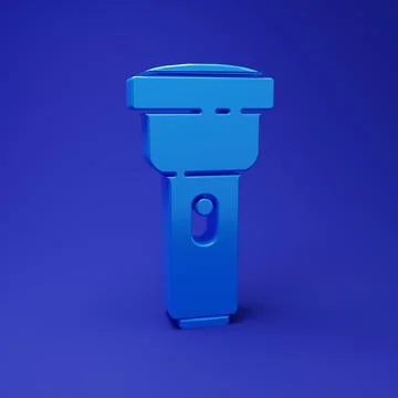 Blue Flashlight icon isolated on blue background. Minimalism concept. 3D re.. Stock Illustration