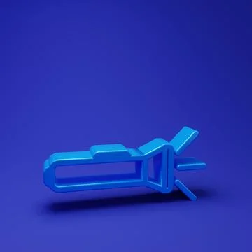 Blue Flashlight icon isolated on blue background. Minimalism concept. 3D re.. Ilustração Stock