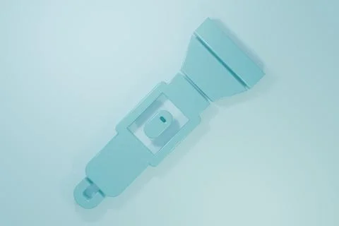 Blue Flashlight icon isolated on blue background. Minimalism concept. 3D re.. 스톡 일러스트