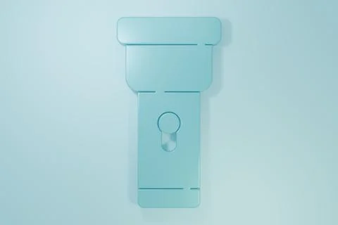 Blue Flashlight icon isolated on blue background. Minimalism concept. 3D re.. 스톡 일러스트