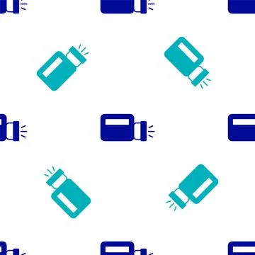 Blue Flashlight icon isolated seamless pattern on white background. Vector イラスト素材