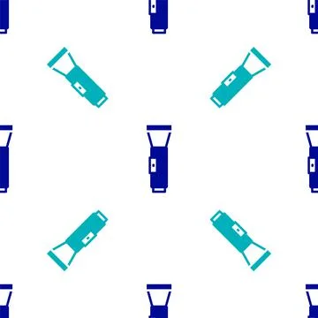 Blue Flashlight icon isolated seamless pattern on white background.  Vector Stock Illustration
