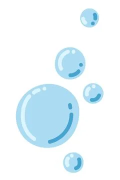 Blue flat air bubbles. Soap bubbles, outline water Stock Illustration