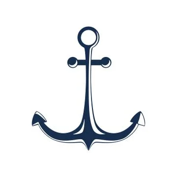 Blue flat anchor isolated on a white background Stock Illustration